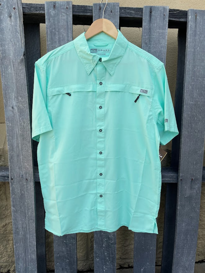 Drake DPF Town Lake Short Sleeve Shirt, Peach Pearl, Large