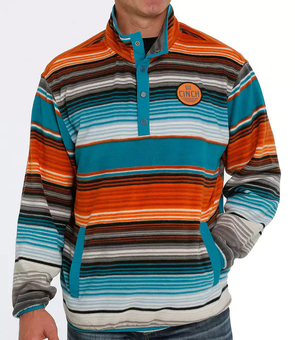 Men s Cinch MWK1514016 Teal Quarter Snap Serape Fleece Pullover SHOP