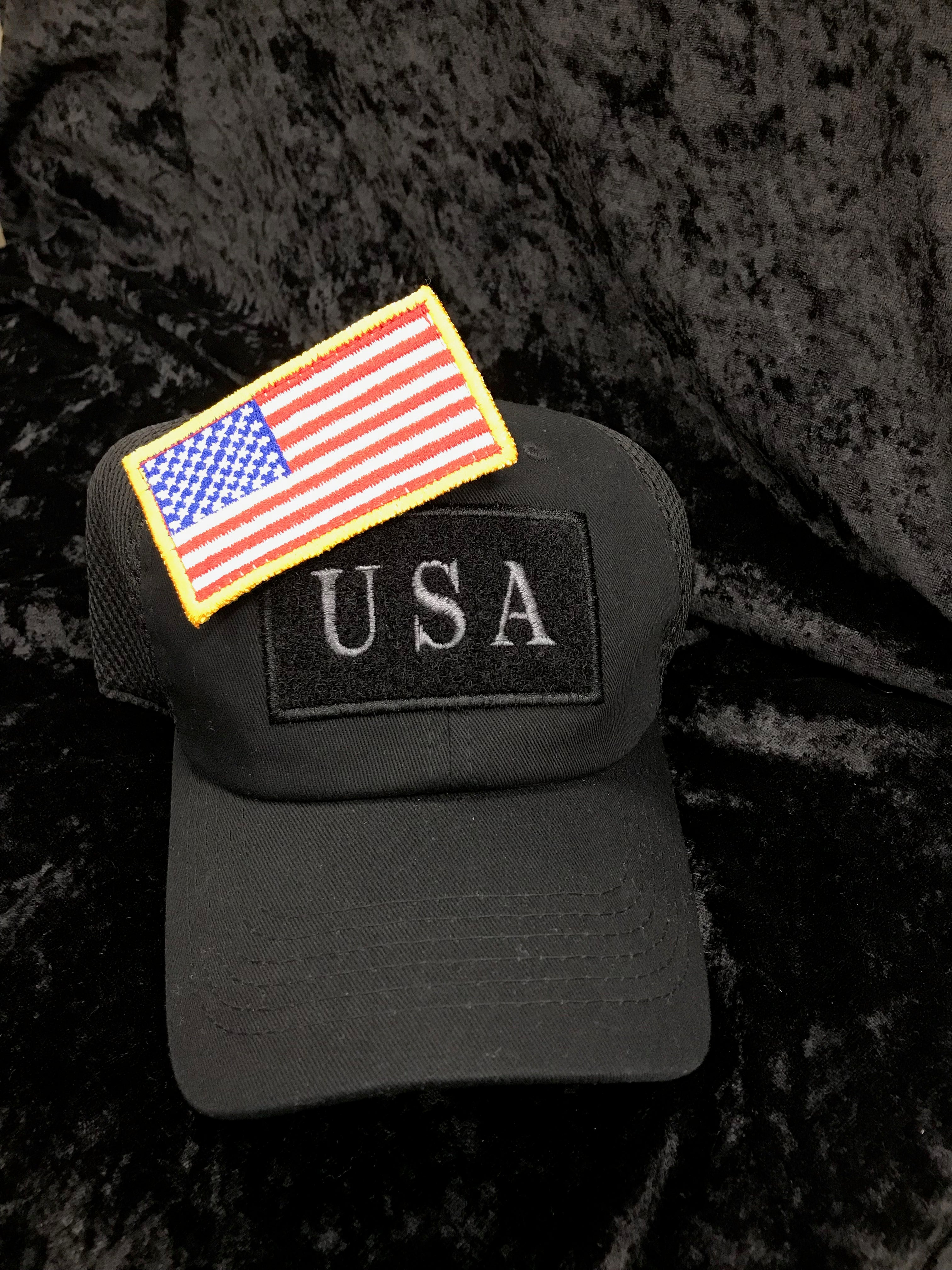 Green/Camo American Flag Velcro Patch Cap