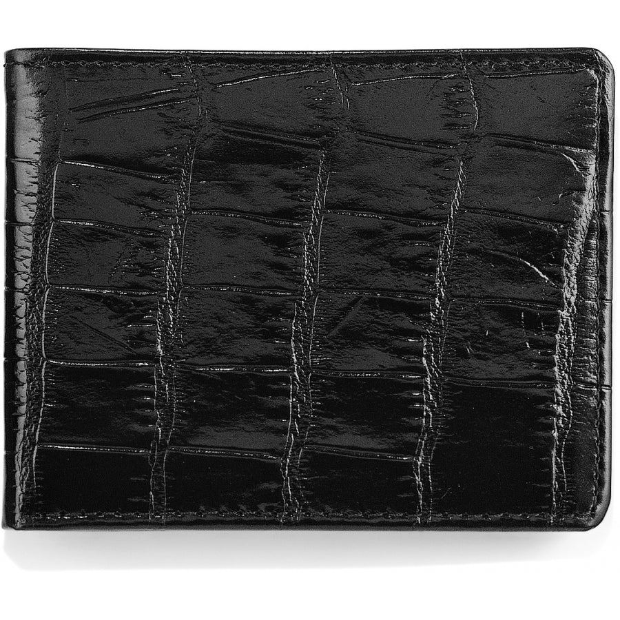 Faux Black Crocodile Leather Print Checkbook Cover