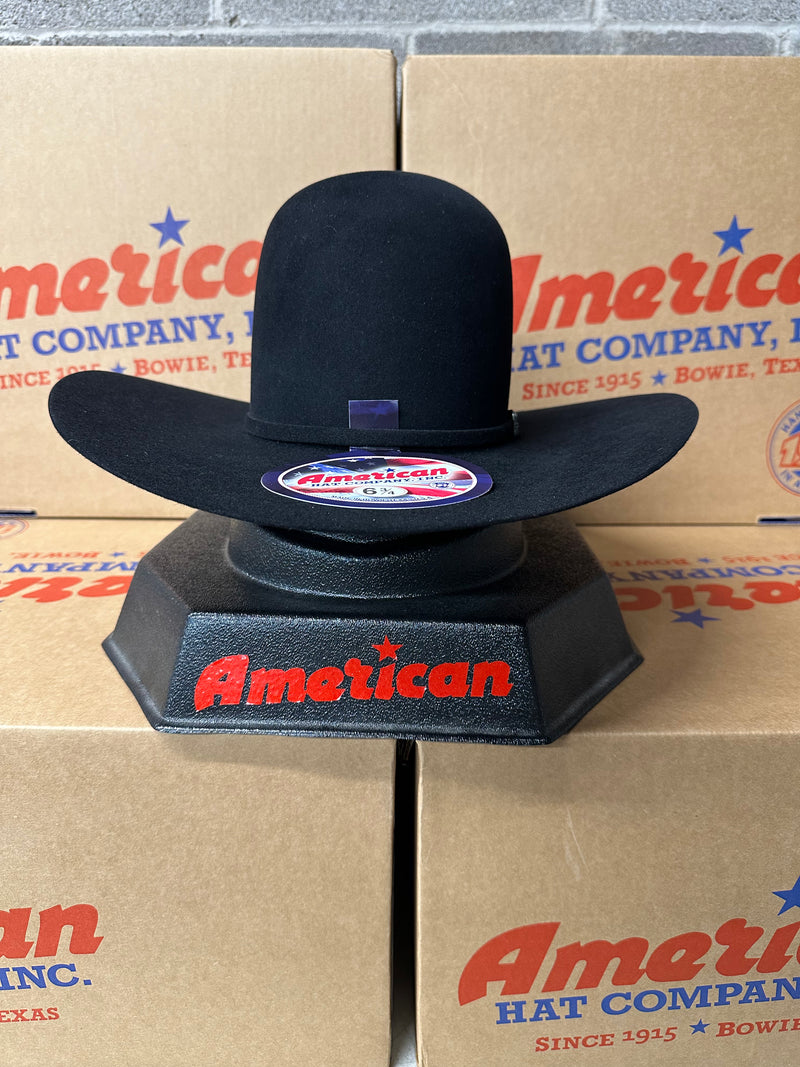 American 10X Black Open Crown Felt Hat