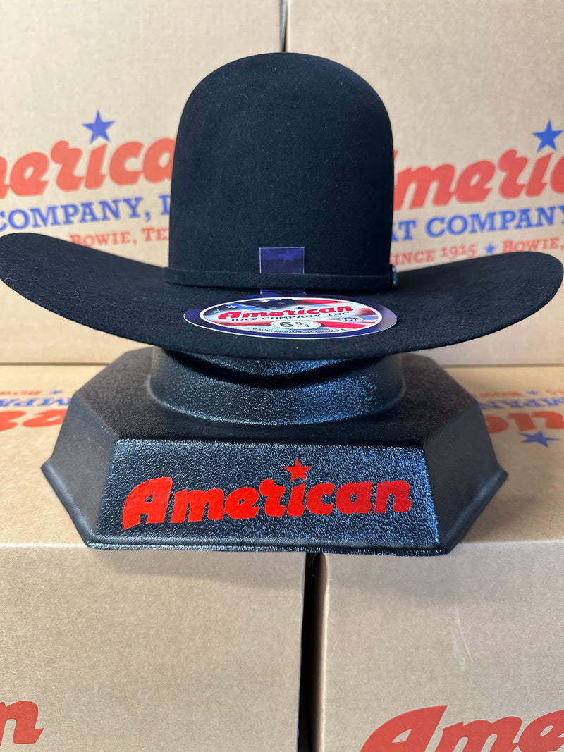 American Hat 10X Black Open Crown Felt Hat