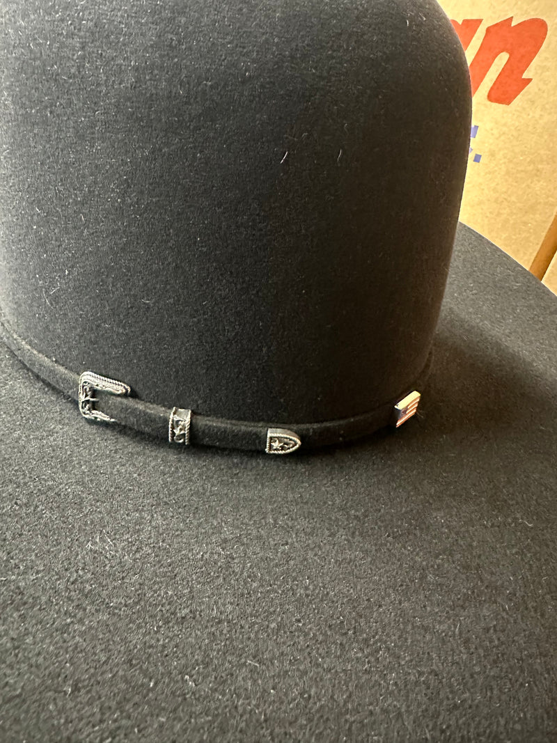 American 10X Black Open Crown Felt Hat