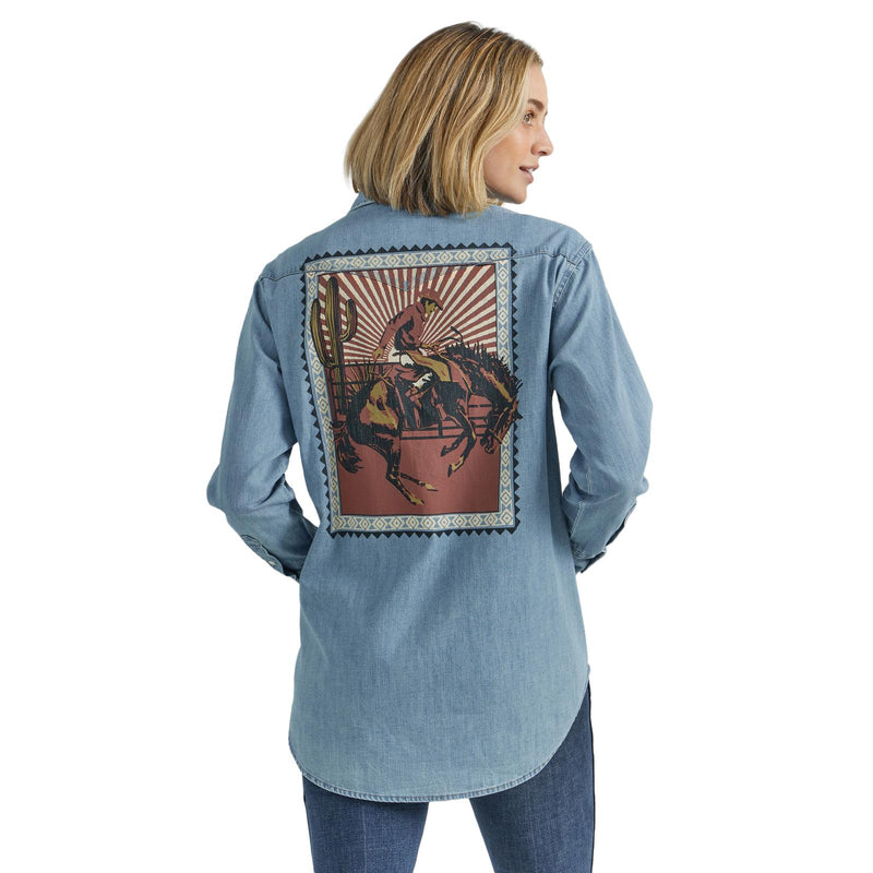 Women's Wrangler 112352963 Americana Denim Long Sleeve Shirt CLOSEOUT