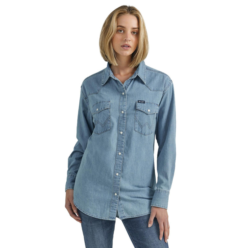 Women's Wrangler 112352963 Americana Denim Long Sleeve Shirt CLOSEOUT