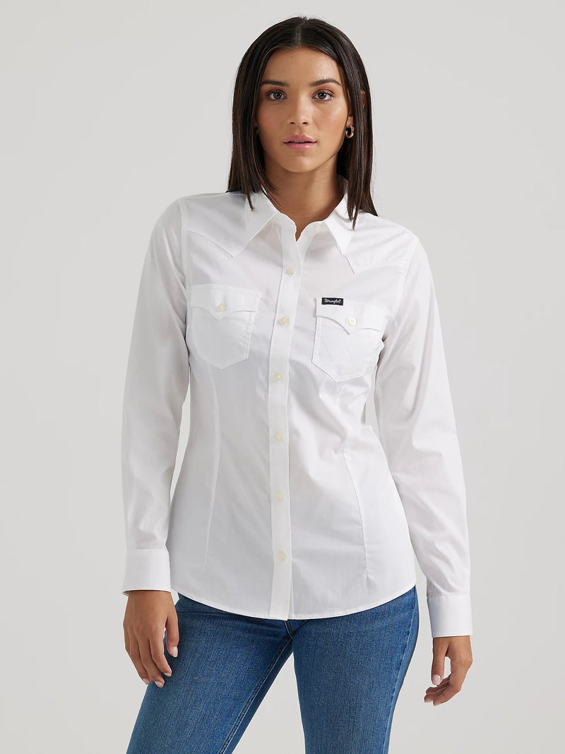 Women's Wrangler Retro 112358013 Western Long Sleeve Shirt White