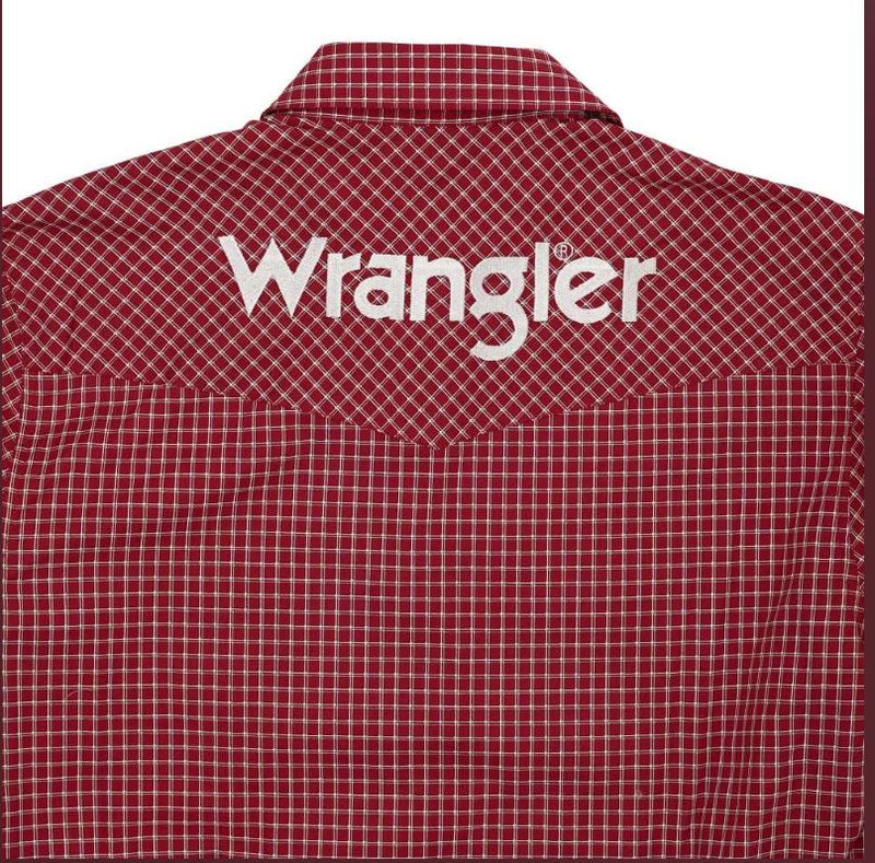 Men's Wrangler 112359468 Red Logo Long Sleeve Western Snap