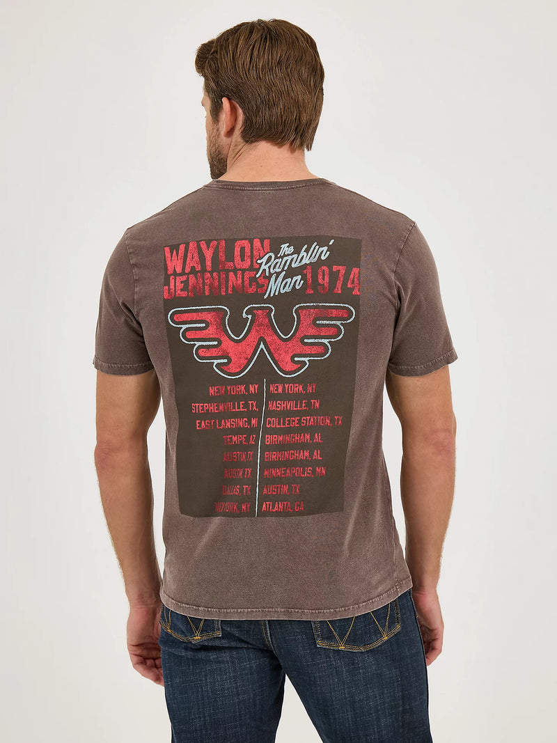 Men's Wrangler 112361068 Waylon Jennings Short Sleeve Tee Shirt