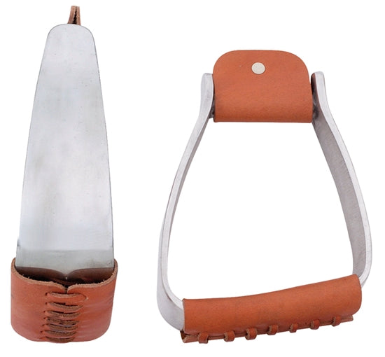 AHE 254-481 Aluminum Slanted Stirrups w/ Leather Tread