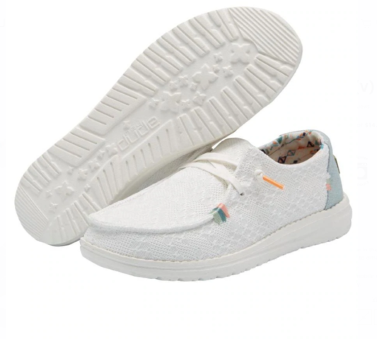 Women's Hey Dude 121410164 Wendy Boho White Crochet Shoe *CLOSEOUT*