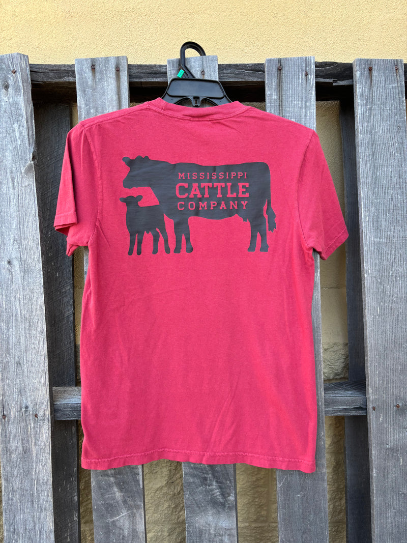 Mississippi Cattle Company MSCATTLESS-BRKPKT Brick Short Sleeve Comfort Color with Pocket T-Shirt