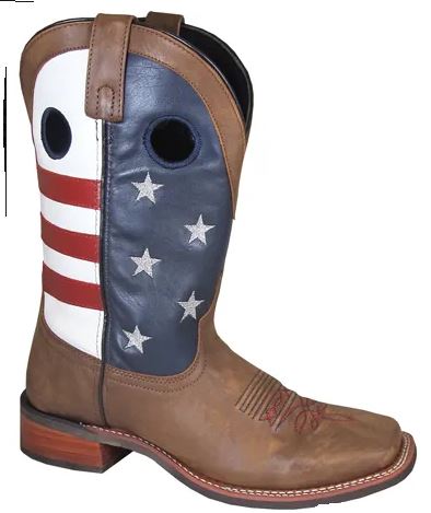 Men's Smoky Mountain 4880 11"Stars and Stripes Vintage Brown Wide Square Toe