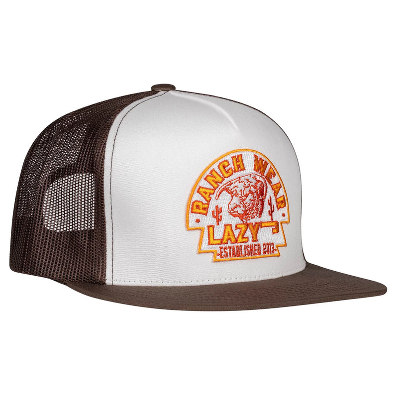 Lazy J Ranch White & Brown Rusty Arrowhead Classic Five Panel Trucker Hat