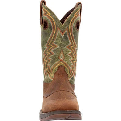 Durango DDB0390 Men's Rebel Dark Chestnut and Winter Green Western Boot *Closeout*