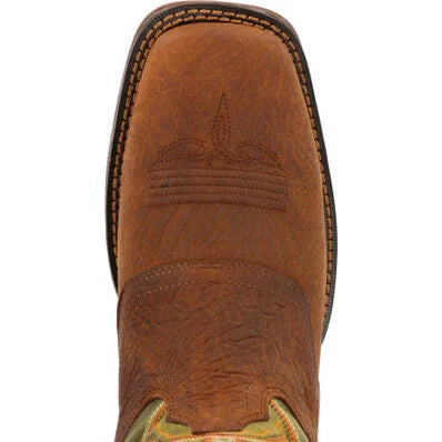 Durango DDB0390 Men's Rebel Dark Chestnut and Winter Green Western Boot *Closeout*