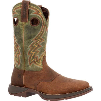 Durango DDB0390 Men's Rebel Dark Chestnut and Winter Green Western Boot *Closeout*