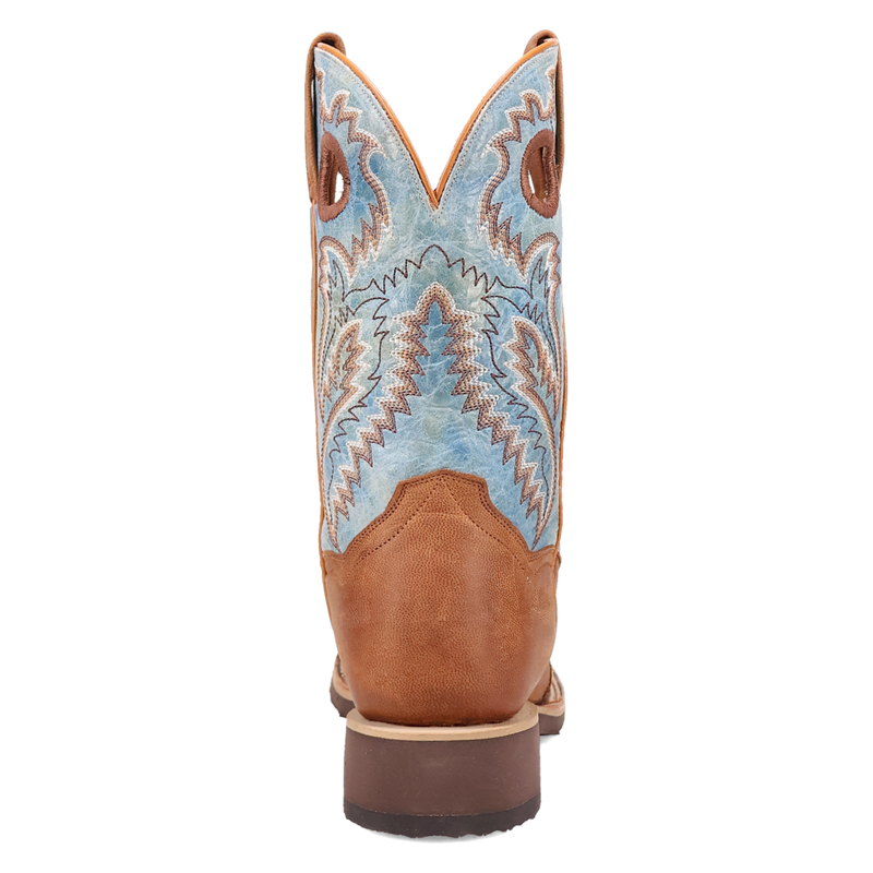 Dan Post DP6060 11" Martel Brown/Blue Full Quill Ostrich Wide Square Toe Boot With Saddle Vamp *Closeout*