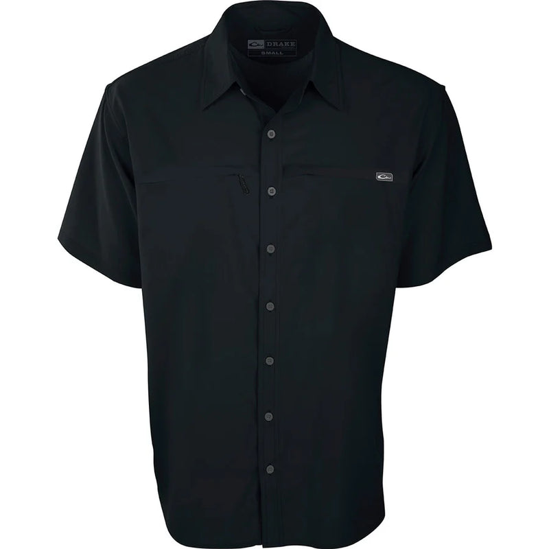 Drake DPF1170-CBA Caviar Black Town Lake Short Sleeve Shirt