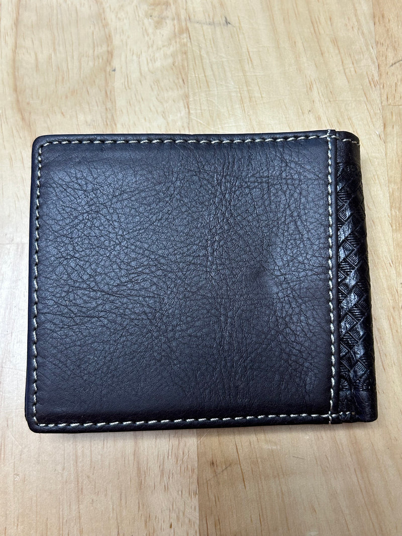 Top Notch Accessories 4002CF Coffee Basket Weave Bi-Fold Wallet With Praying Cowboy Concho