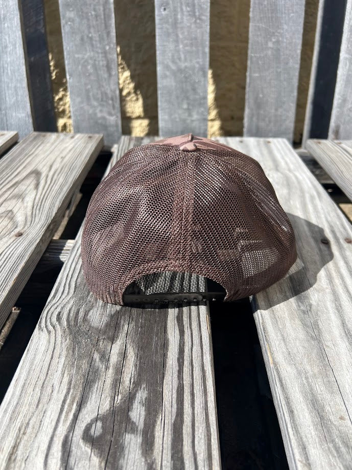 Old School Brown Camo Leather Buck Patch Richardson 112 Cap