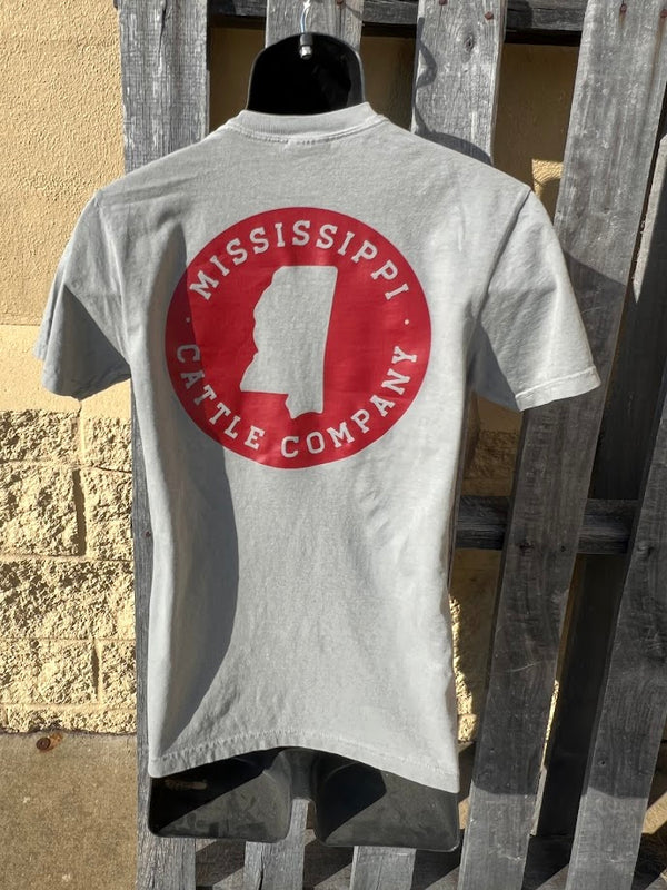 Mississippi Cattle Company MSCATTLESS-GRYPKT Sport Grey Short Sleeve Comfort Color with Pocket T-Shirt