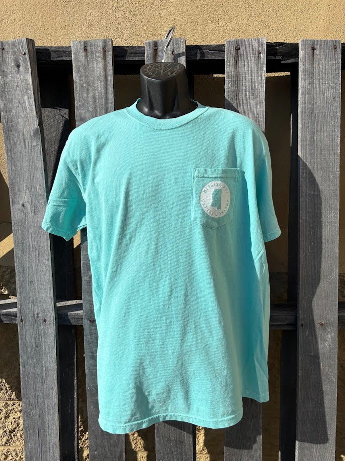 Mississippi Cattle Company MSCATTLESS-ChMPKT Chalky Mint Short Sleeve Comfort Colorr with Pocket T-Shirt