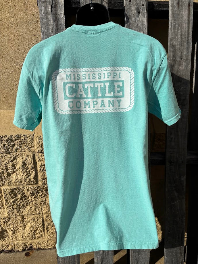 Mississippi Cattle Company MSCATTLESS-ChMPKT Chalky Mint Short Sleeve Comfort Colorr with Pocket T-Shirt