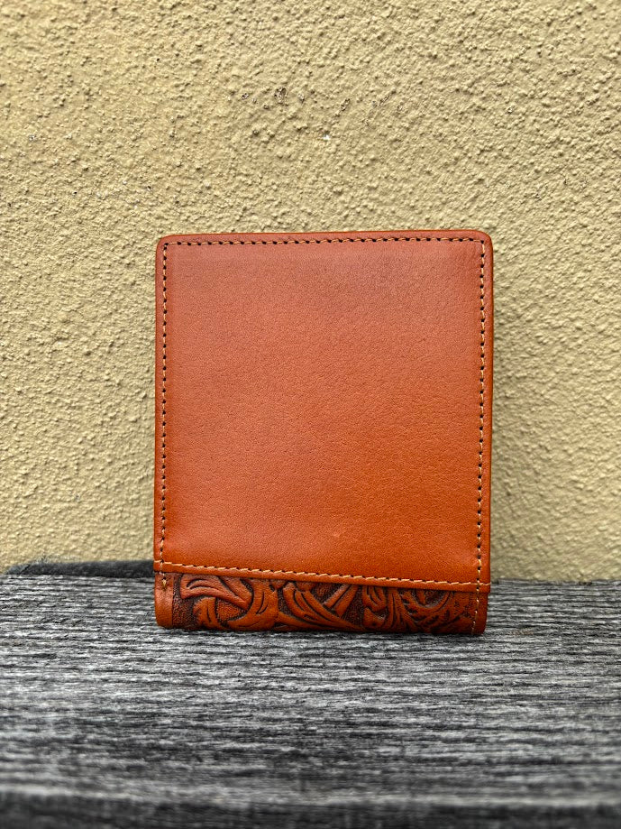 Top Notch Accessories 70104-2L.BR Brown Buck w/Beige Inlay Bi-Fold Wallet