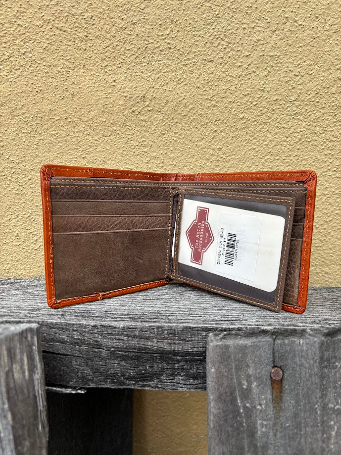 Top Notch Accessories 70104-2L.BR Brown Buck w/Beige Inlay Bi-Fold Wallet