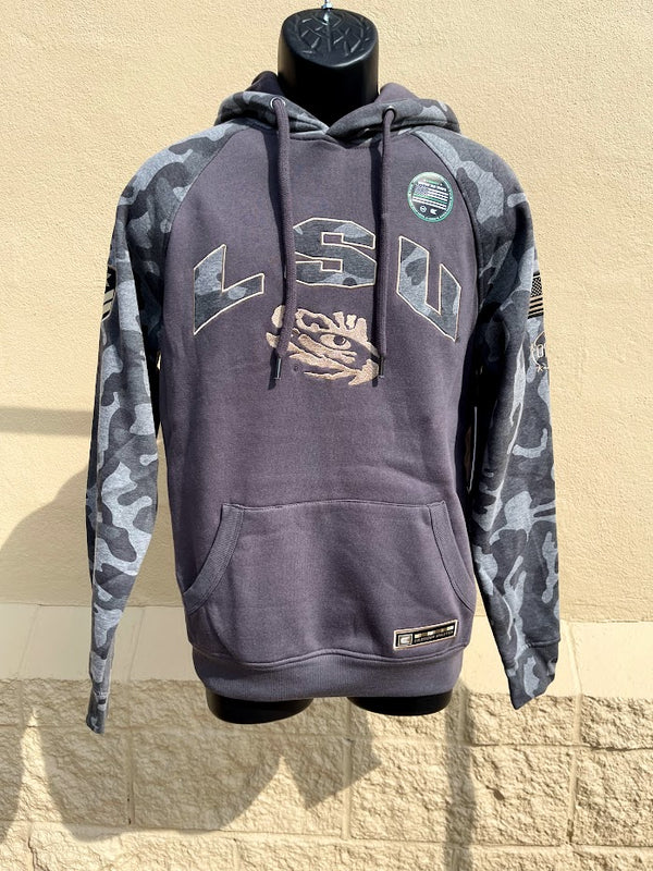 Men's Colosseum OTFH11325C-LSU Louisiana State Aviator Hoodie Pavement/Heather Combo