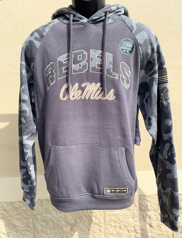 Men's Colosseum OTFH11325C-UM Ole Miss Aviator Hoodie Pavement/Heather Combo