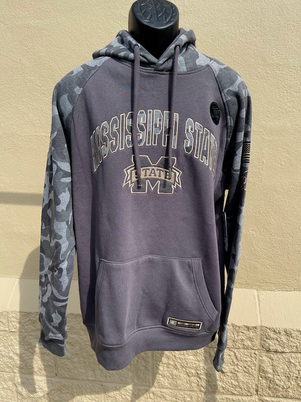 Men's Colosseum OTFH11325C-MSU Mississippi State Aviator Hoodie Pavement/Heather Combo