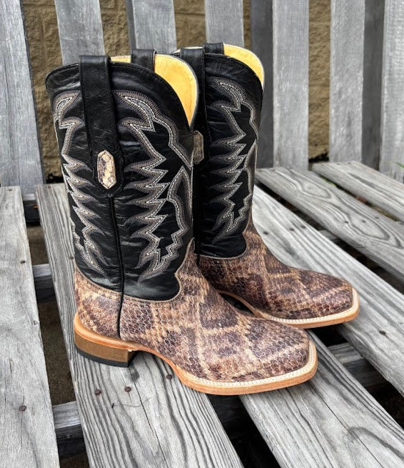 Men's Cowtown Q6715 12" Natural Rattlesnake Print Square Toe Boot