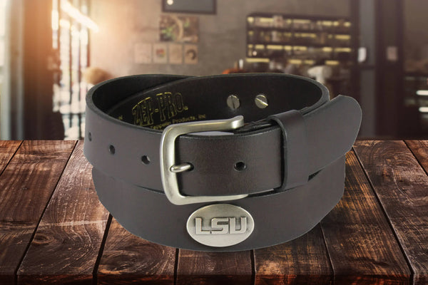 Zep-Pro Kids BOLPKBRW-LSU Louisiana State University Tiger Brown Leather Belt