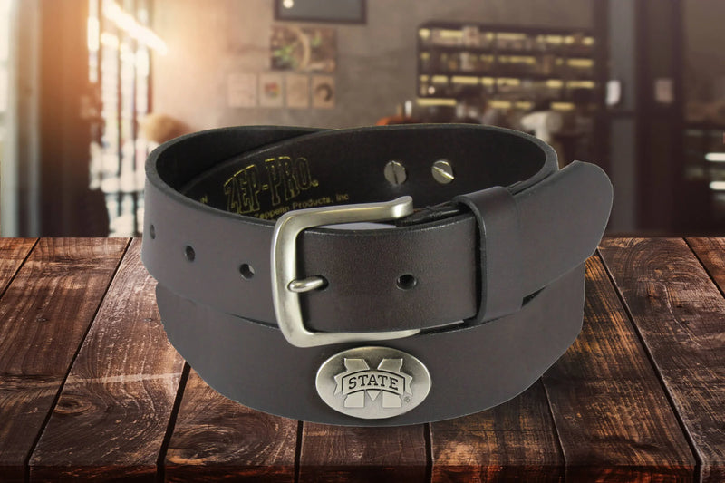 Zep-Pro Kids BOLPKBRW-MSU Mississippi State University Bulldogs Brown Leather Belt