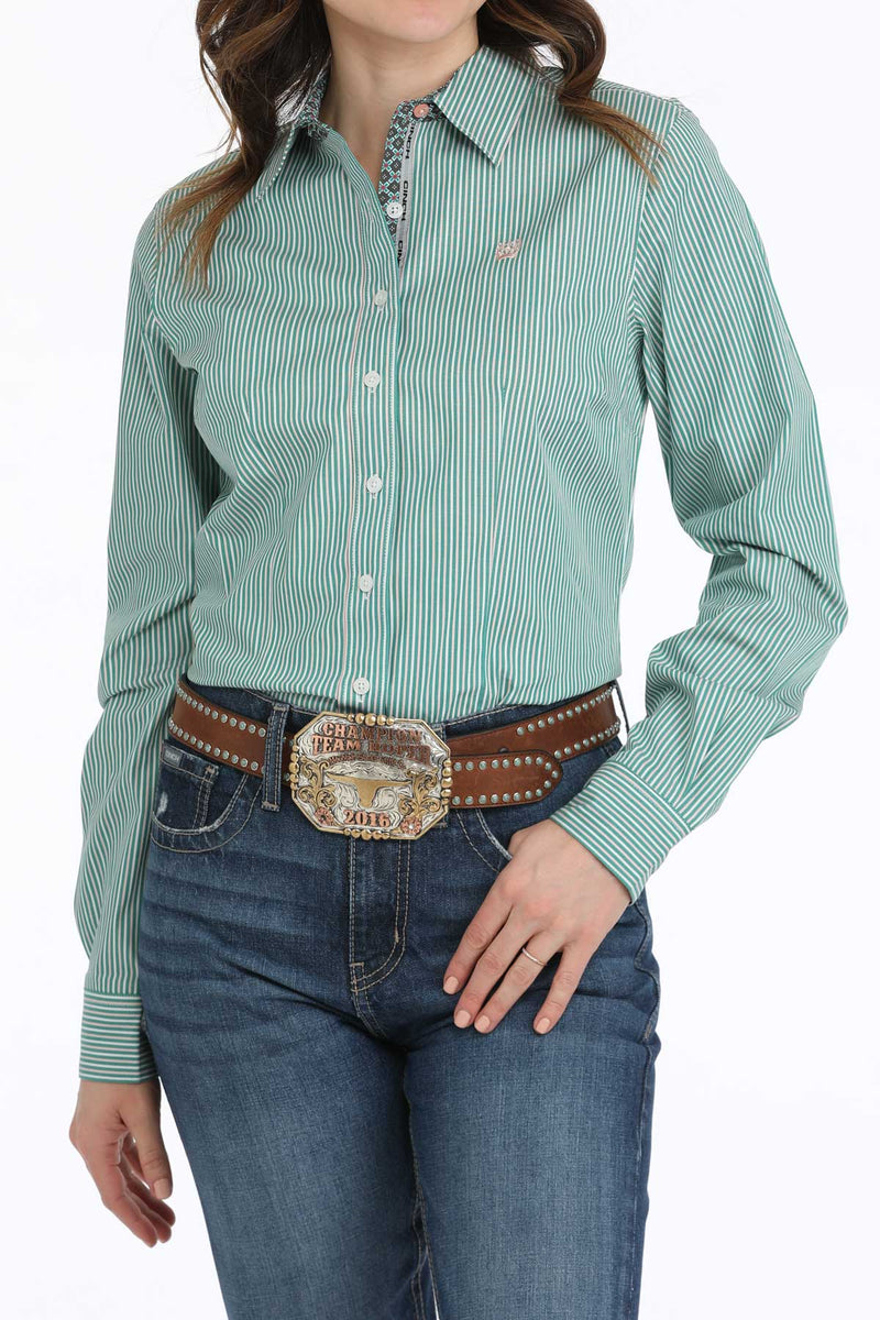 Women's Cinch MSW9165066 Green Multi Print Long Sleeve Shirt