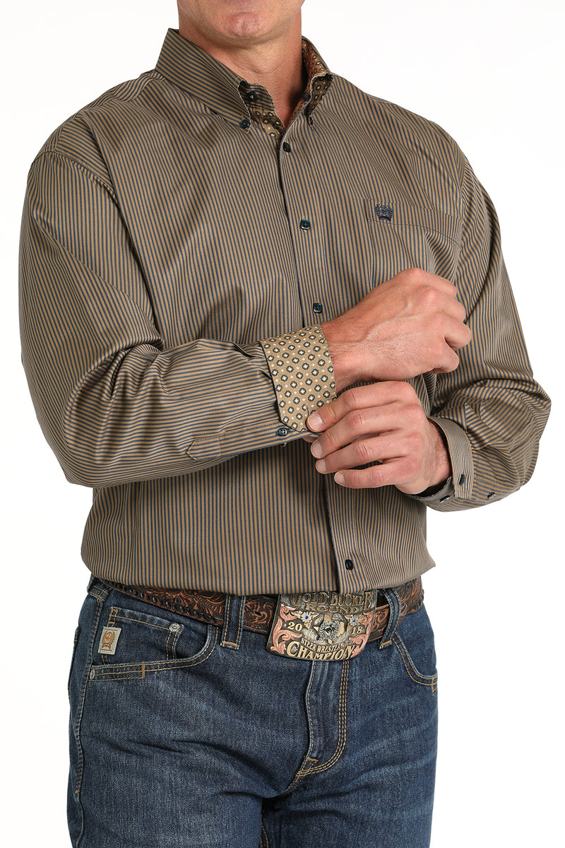 Men's Cinch MTW1105809 Brown Button Down Long Sleeve Shirt