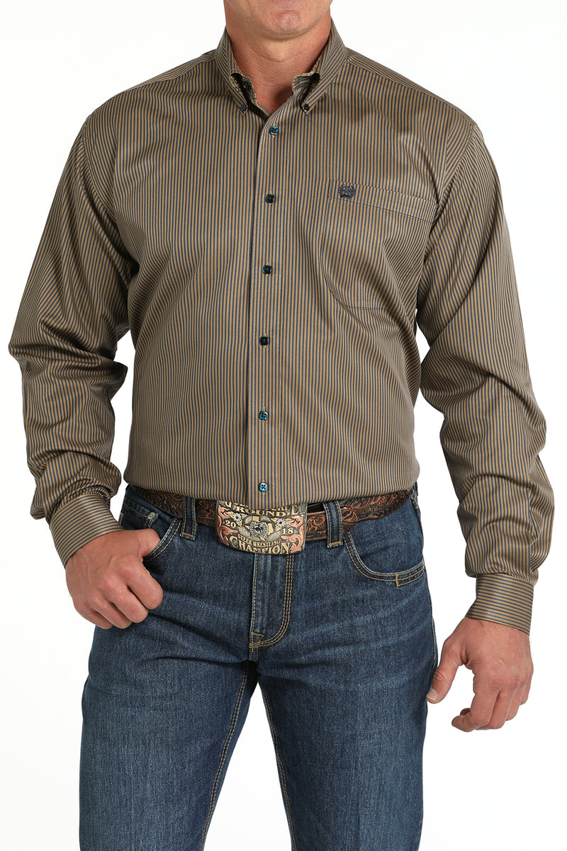 Men's Cinch MTW1105809 Brown Button Down Long Sleeve Shirt