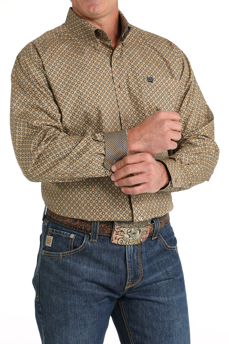 Men's Cinch MTW1105810 Brown Button Down Long Sleeve Shirt