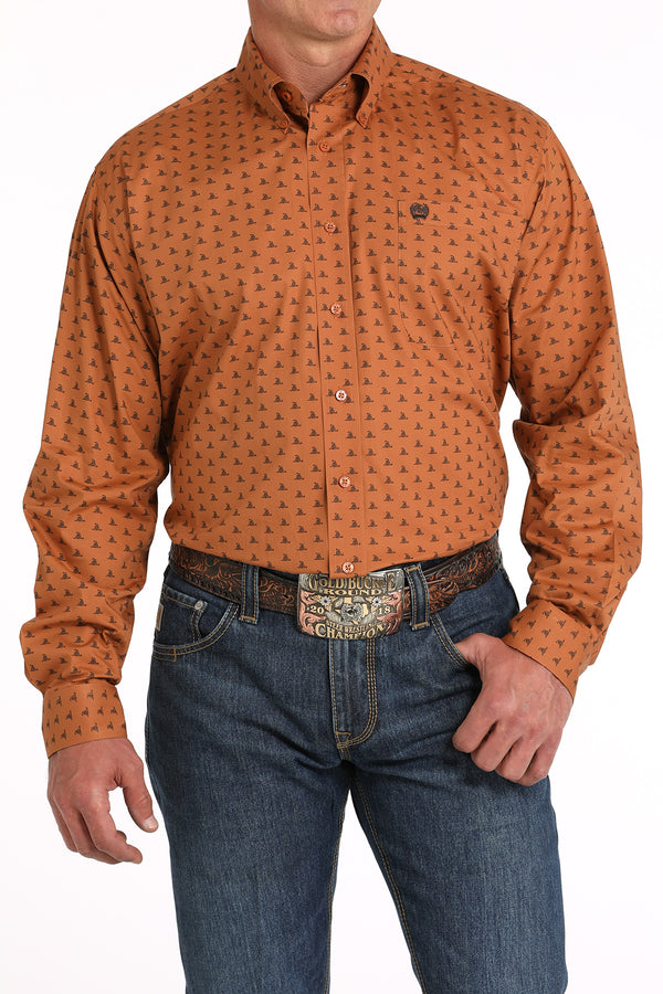 Men's Cinch MTW1105822 Gold Button Down Long Sleeve Shirt