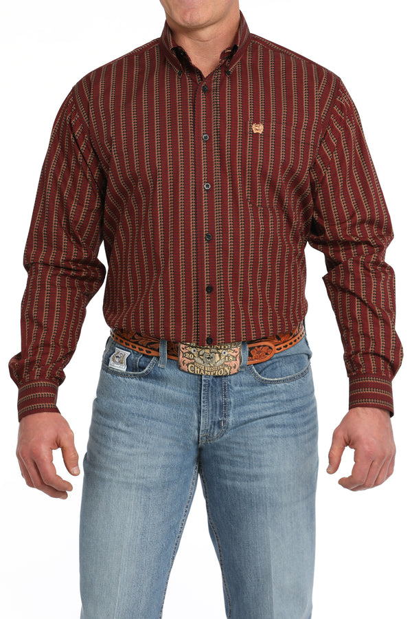 Men's Cinch MTW1105842 Red Shot Shells Print Button Down Long Sleeve Shirt