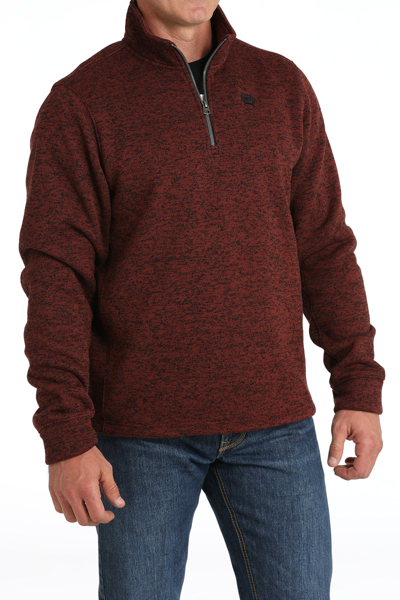 Men's Cinch MWK1080015 Burgundy 1/4 Zip Sweater