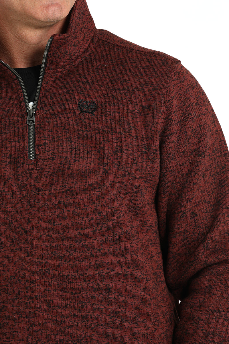 Men's Cinch MWK1080015 Burgundy 1/4 Zip Sweater