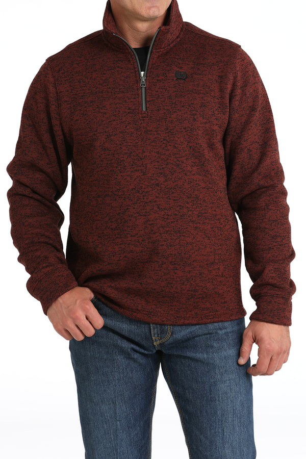 Men's Cinch MWK1080015 Burgundy 1/4 Zip Sweater