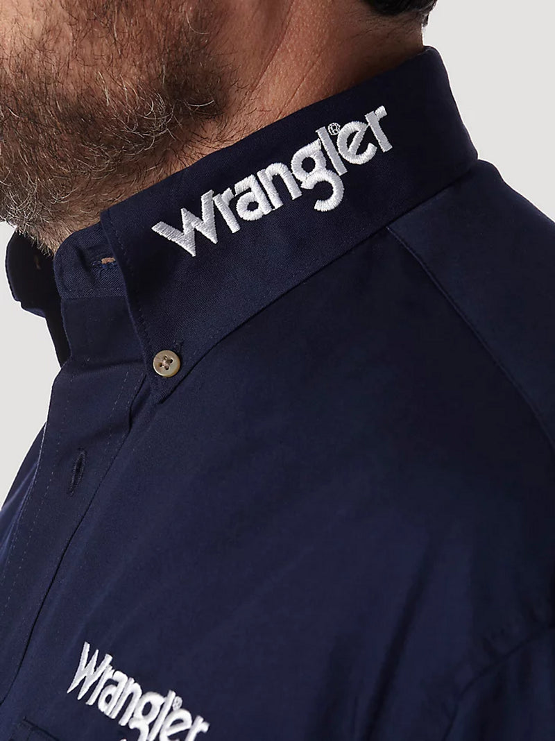 Men's Wrangler MP2327N Navy Logo Long Sleeve Western Snap