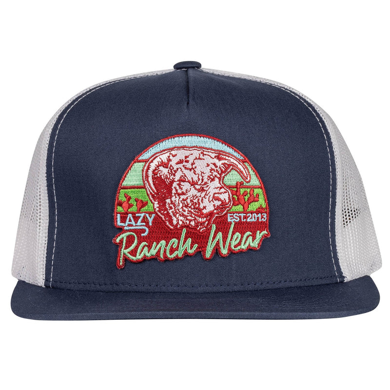 Lazy J Ranch Navy & White Prickly Pear Classic Five Panel Trucker Hat