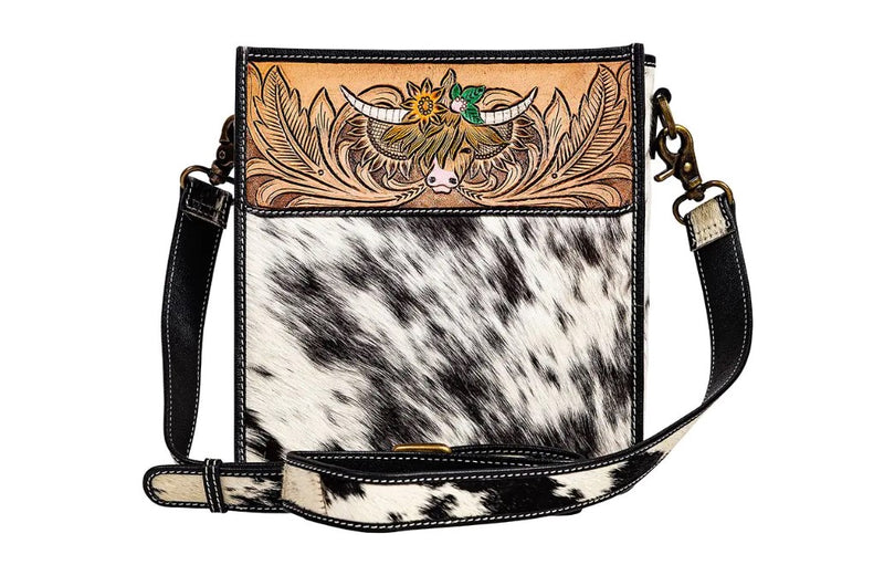 Myra Bag S-9375 Bloomin' Steer Hand-tooled Bag