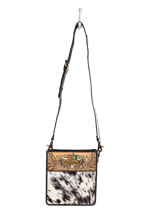 Myra Bag S-9375 Bloomin' Steer Hand-tooled Bag