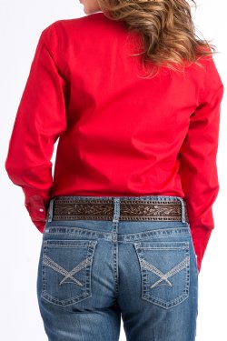 Women's Cinch MSW9164032 Solid Red Long Sleeve Shirt