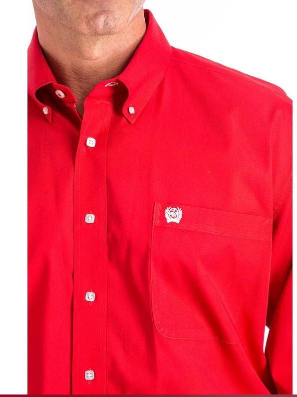 Men's Cinch MTW1103313 Solid Red Classic Fit Button Down Long Sleeve Shirt